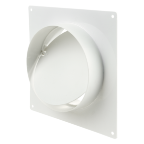 Connector with backdraft damper and wall plate for round ducts