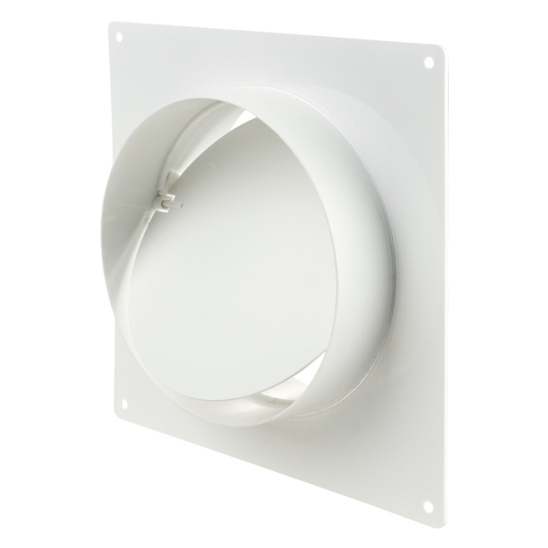 VENTS Connector with backdraft damper and wall plate for round ducts