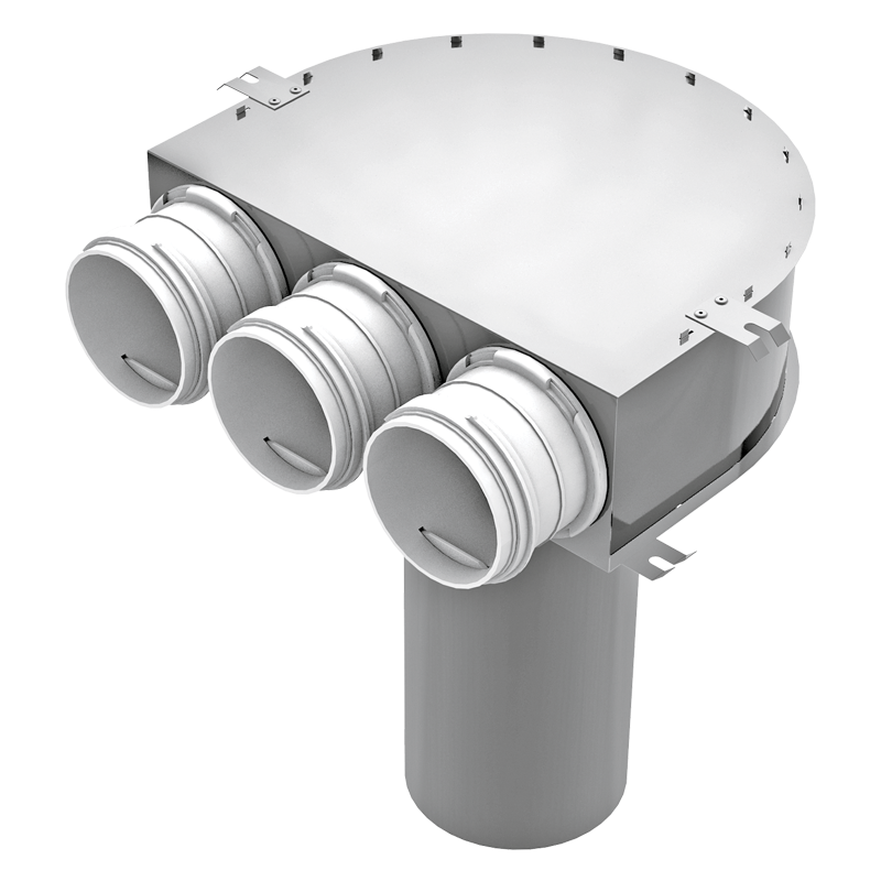 Ceiling-mounted valve connector FlexiVent 0811125/75x3
